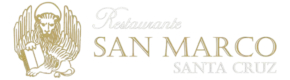 Logo del restaurante italiano San Marco Santa Cruz en Sevilla, con el icono del León con alas de la Plaza San Marco de Venecia en Italia